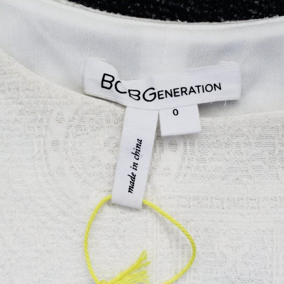 BCBGeneration Jacquard & Chiffon Fit & Flare Dress Size 0 Ivory flowy hi-lo - Picture 9 of 13